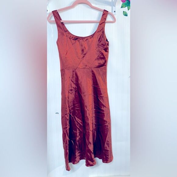 Vince Brown Sleeveless Scoop Neck Midi Dress Sz 0 - Picture 4 of 5